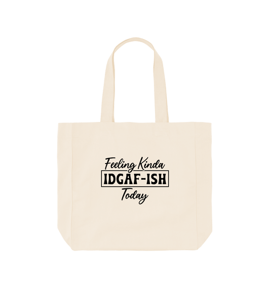 White tote bag with text design