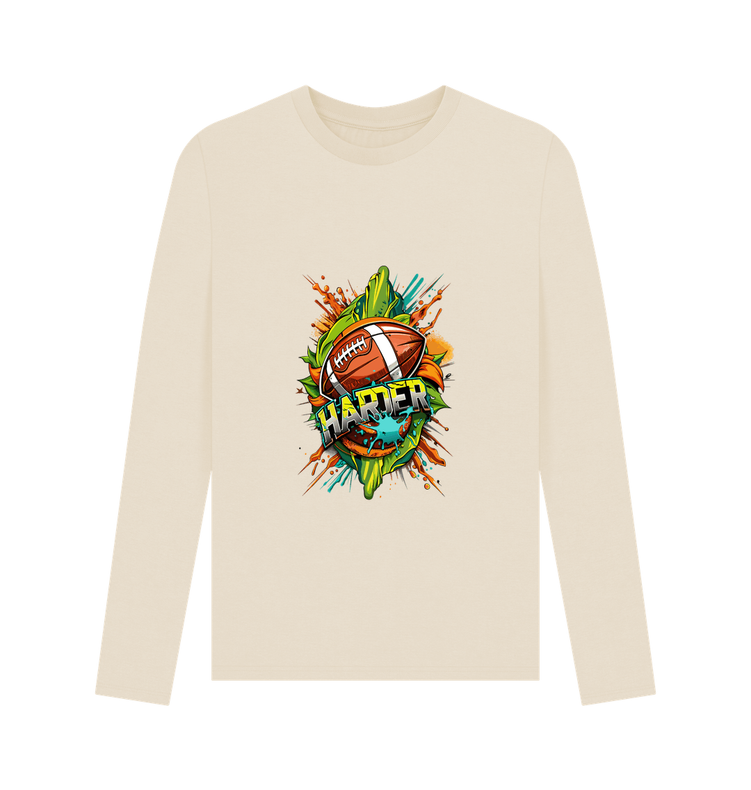 Cream long-sleeve t-shirt with football graphic