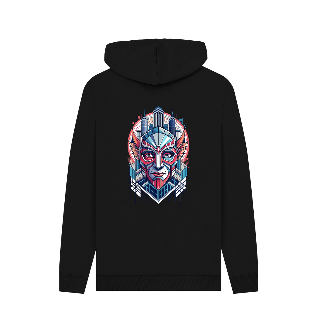 Black Printed Hoody Back