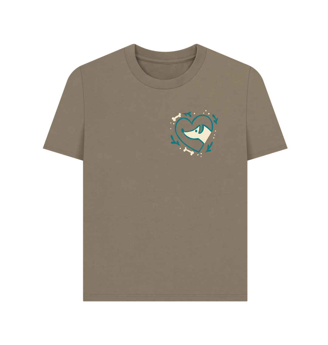 Brown t-shirt with heart and dog design