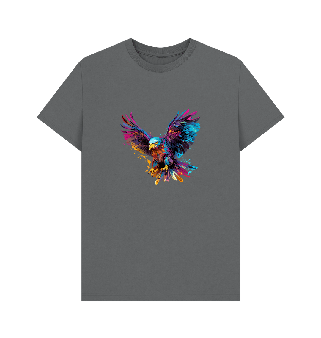 Gray t-shirt with colorful eagle graphic