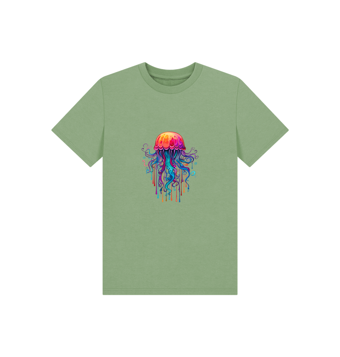 Green t-shirt with jellyfish graphic