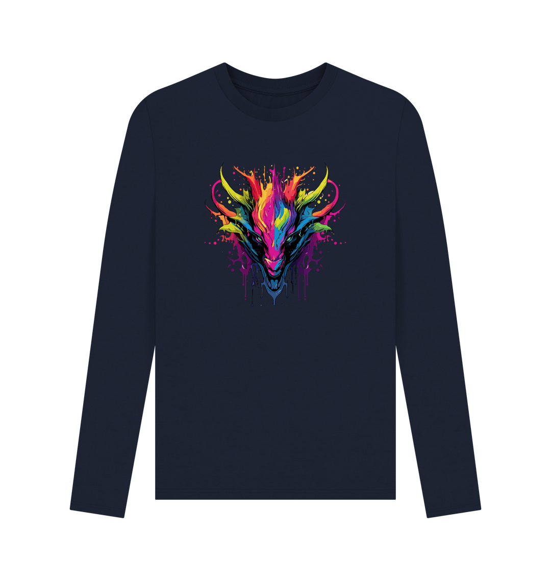 Long-sleeved t-shirt with colorful dragon design
