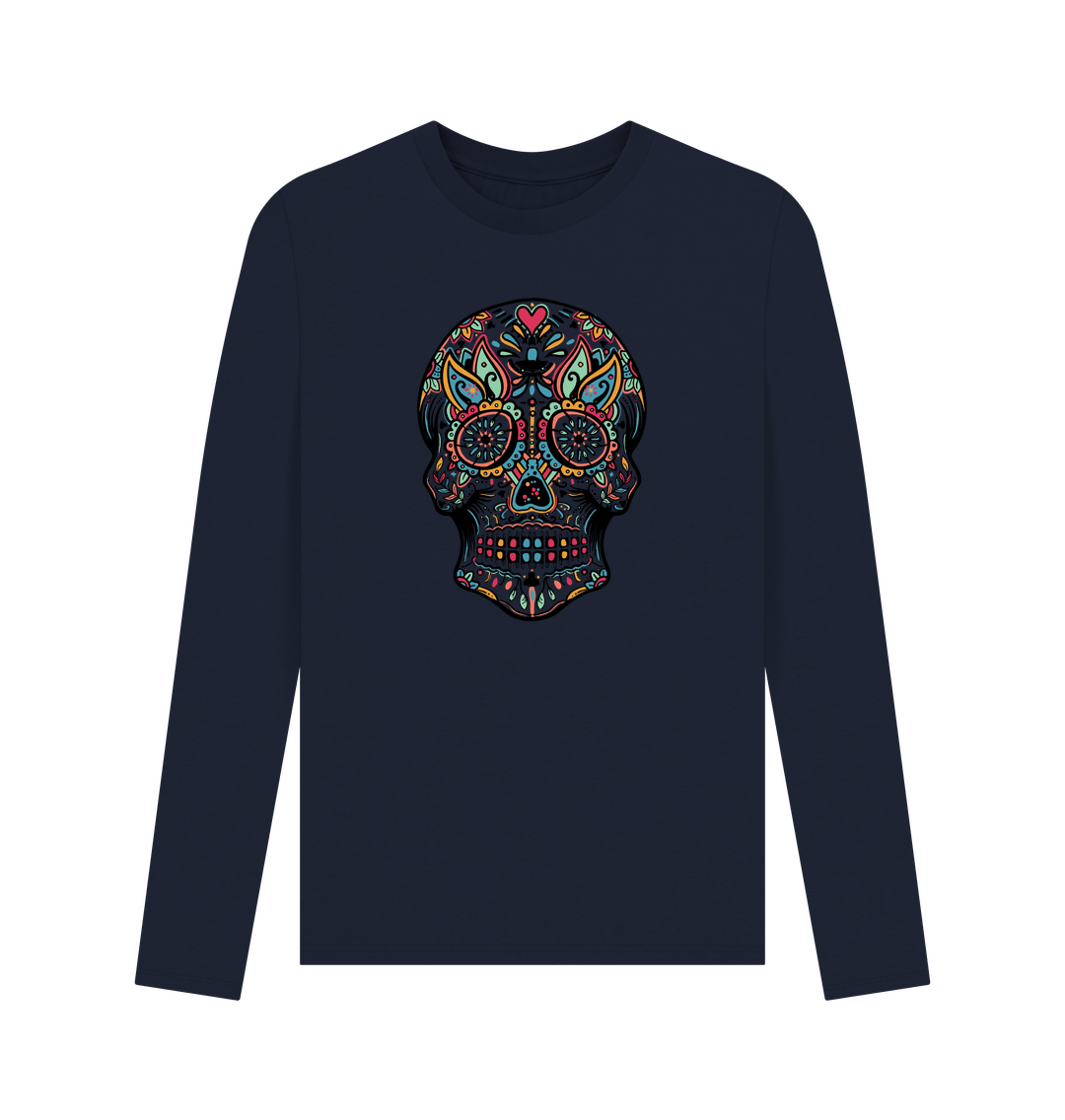 Long-sleeved t-shirt with colorful skull design