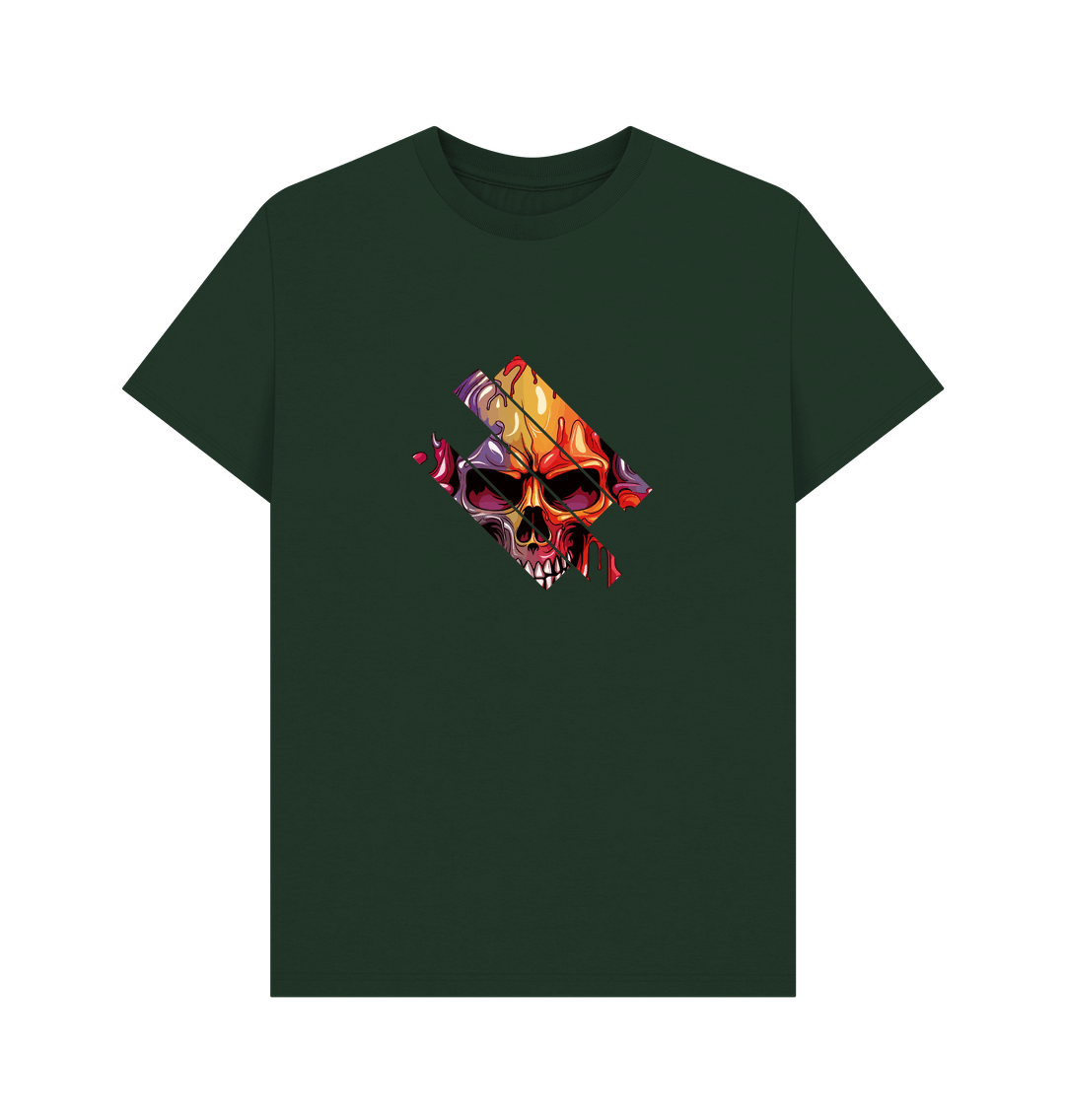 Dark green t-shirt with skull graphic