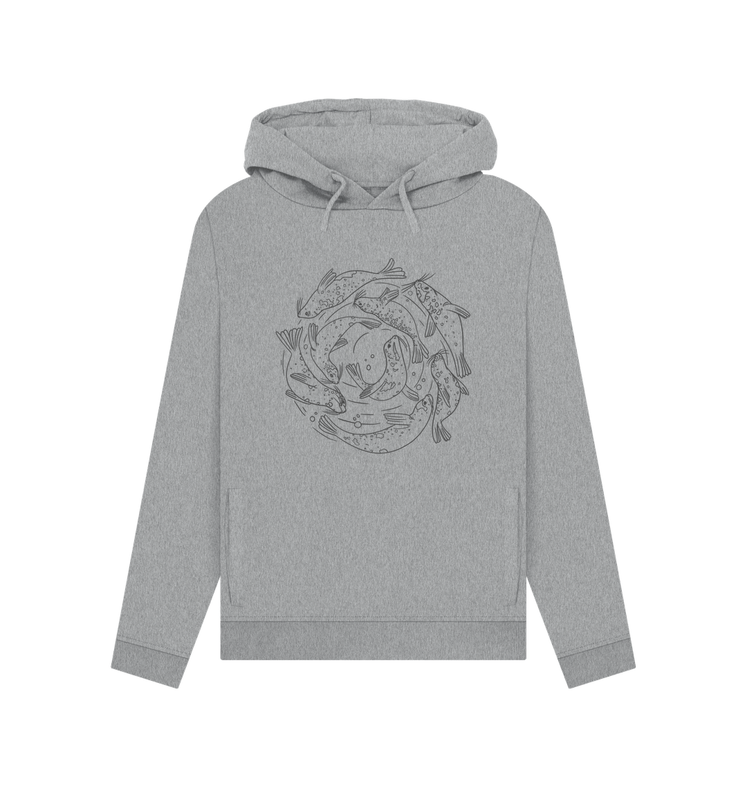Gray hoodie with fish design