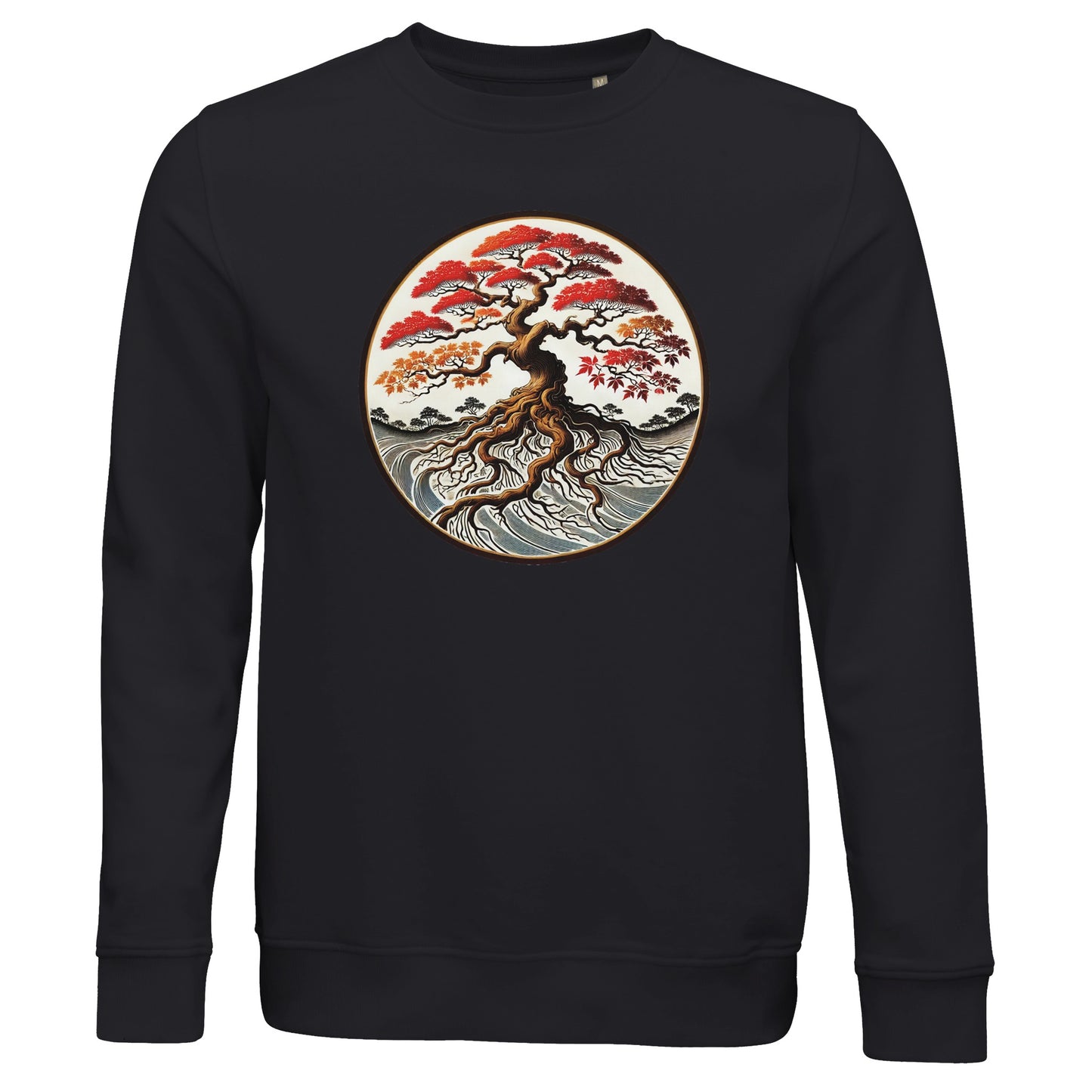 Black sweatshirt with bonsai tree design