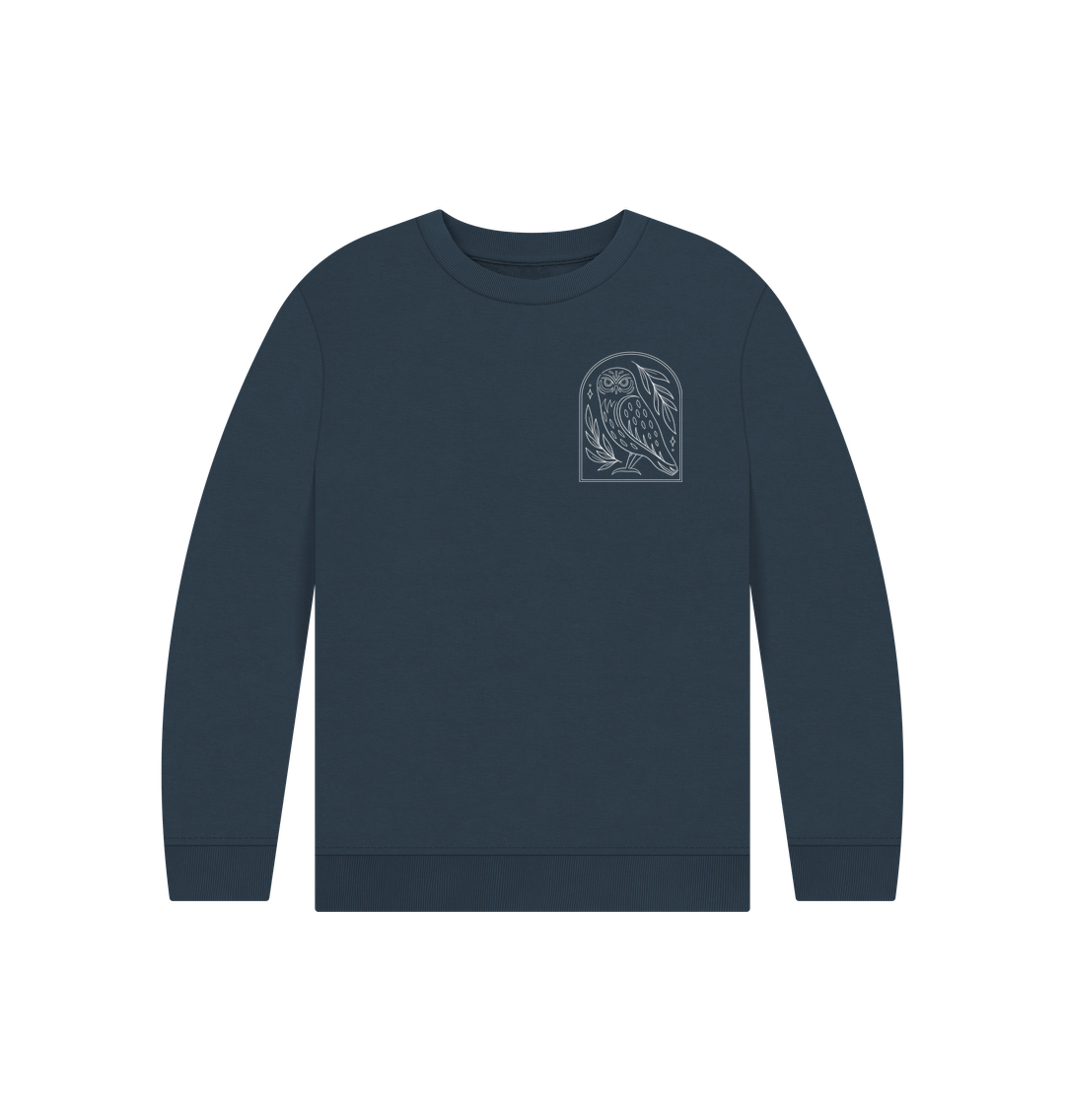Dark blue sweatshirt with owl design