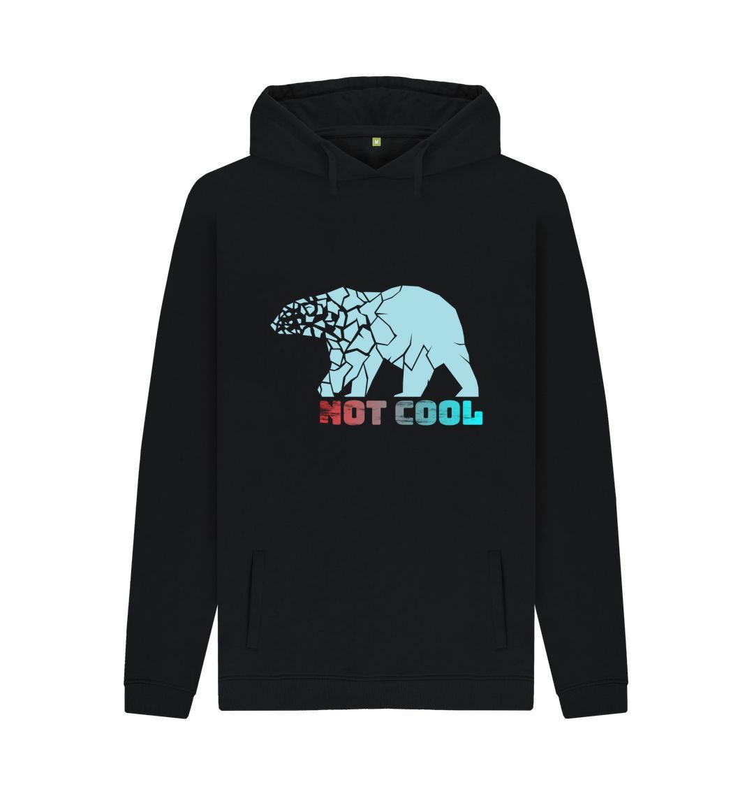 Black hoodie with bear graphic and text