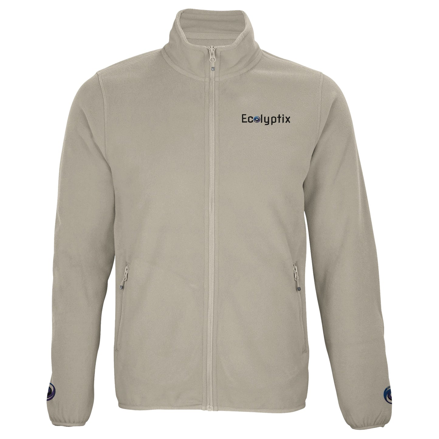 Beige fleece jacket with "Ecolyptix" logo