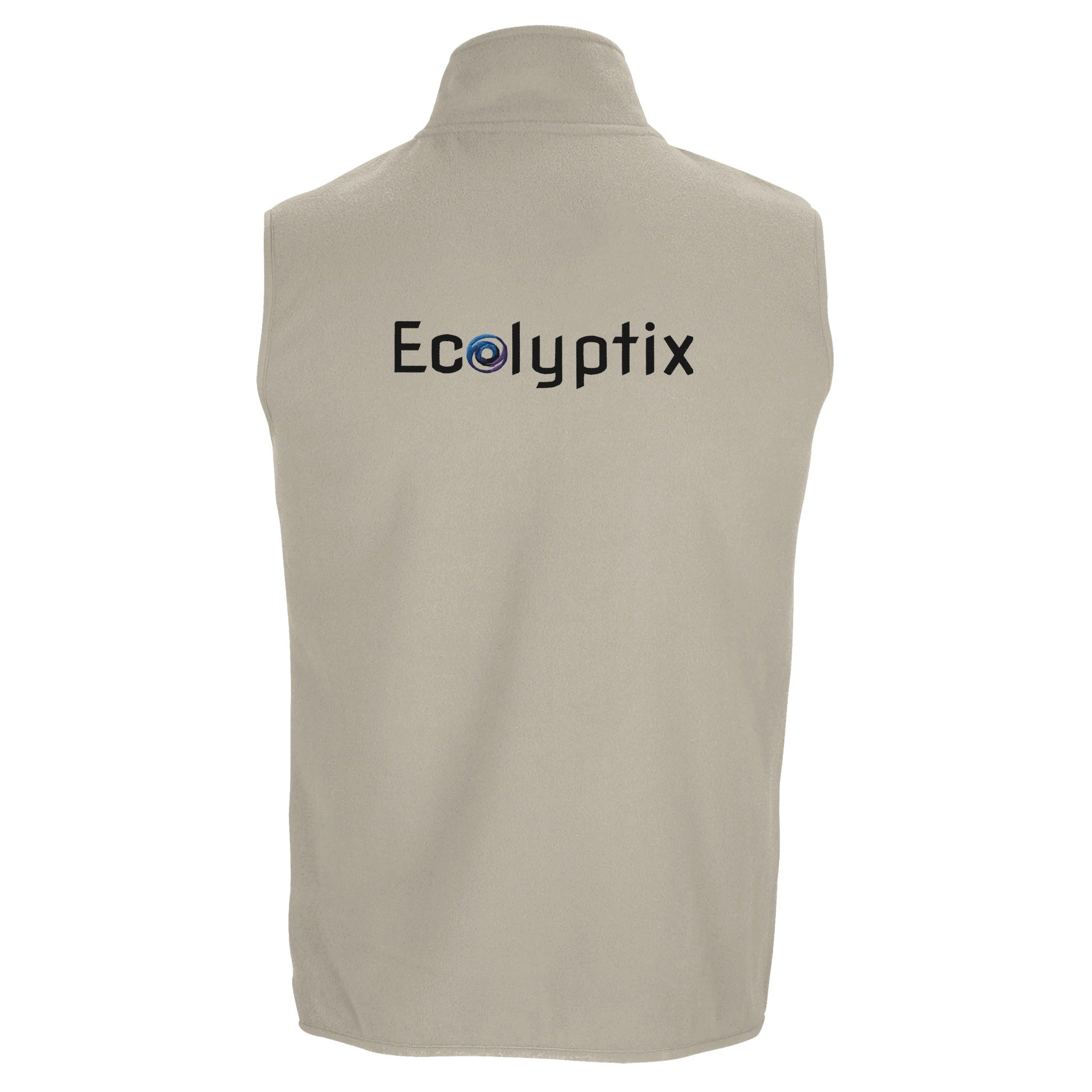 Beige fleece vest with "Ecolyptix" logo