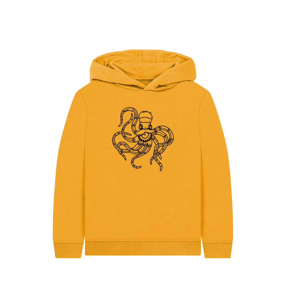 Yellow hoodie with octopus design