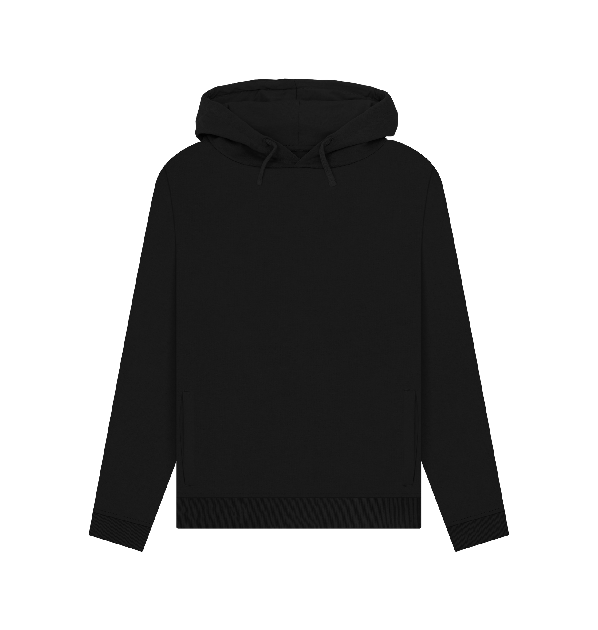 Black hoodie with hood and drawstrings