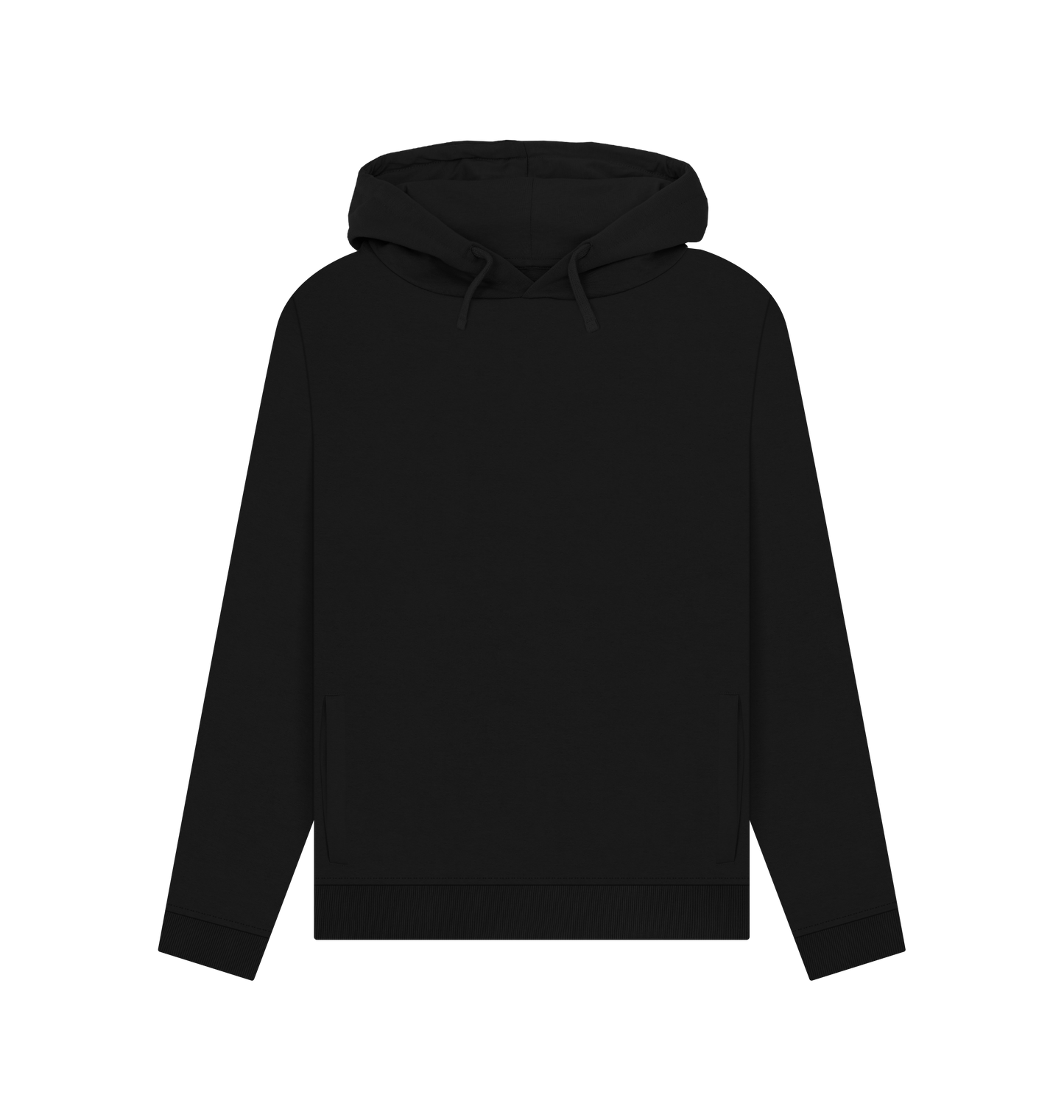 Black hoodie with hood and drawstrings