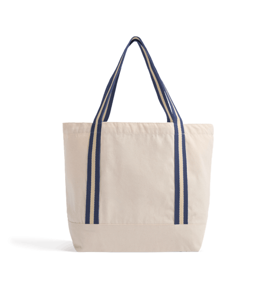Canvas tote bag with striped handles