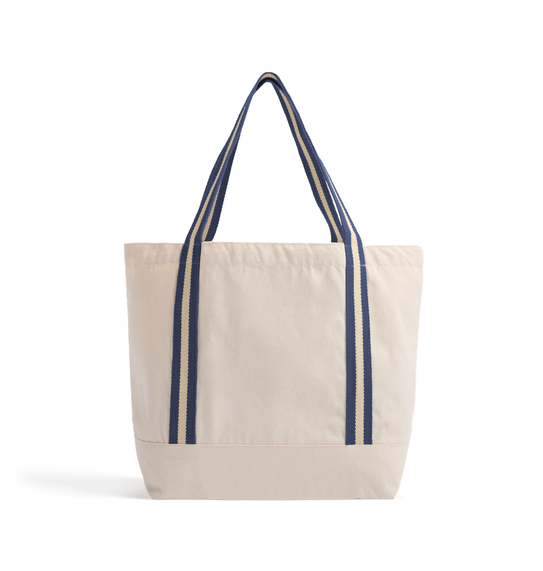 Canvas tote bag with striped handles