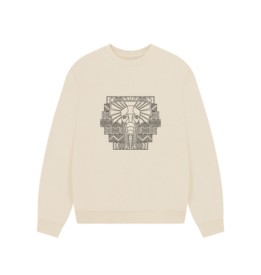 Cream-colored sweatshirt with geometric lion design