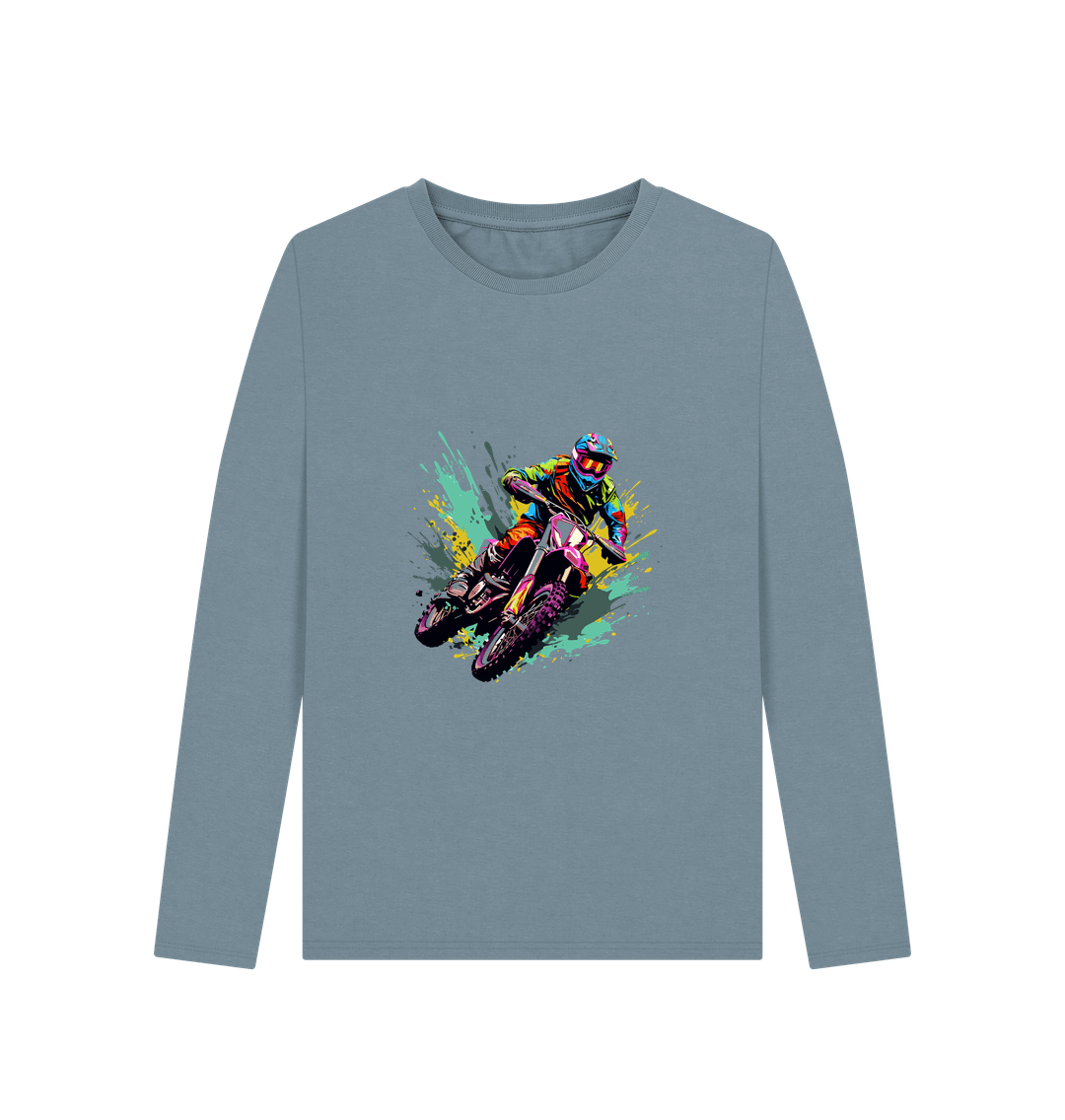 Stone Blue Printed Long Sleeve T Shirt