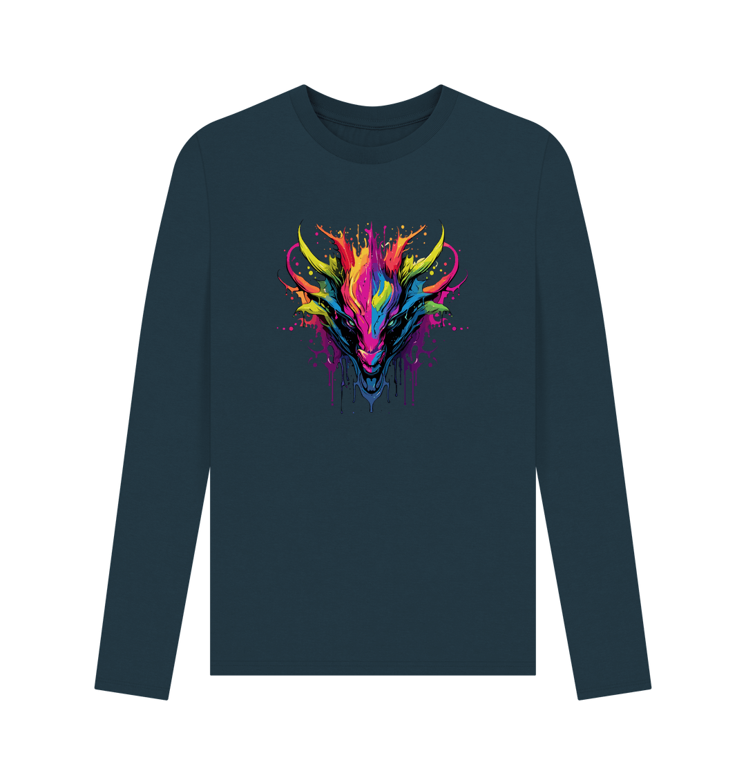Long-sleeved t-shirt with colorful dragon design