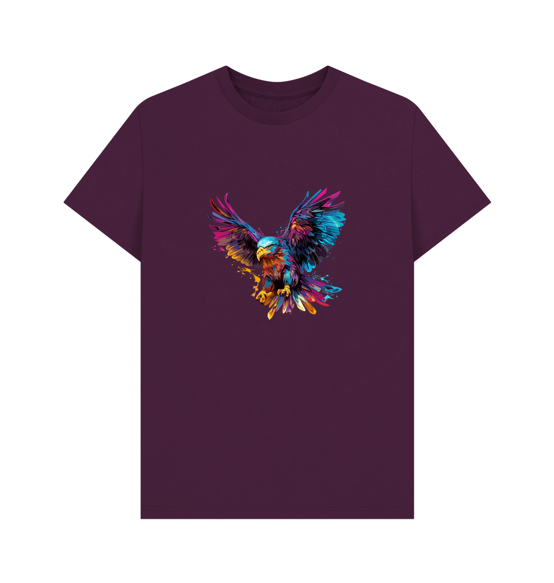Maroon t-shirt with colorful eagle graphic