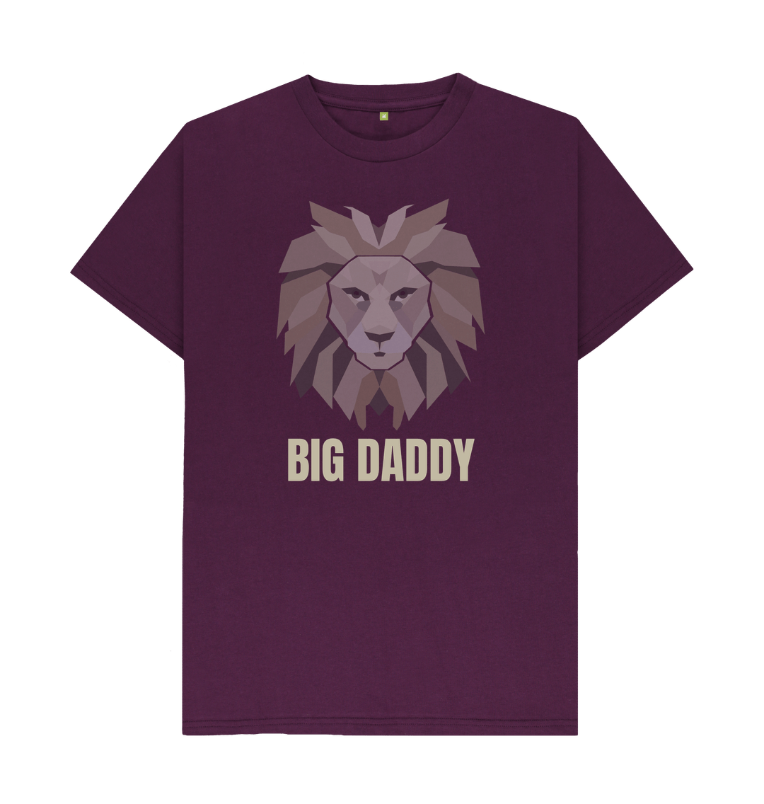 Maroon t-shirt with lion graphic and text
