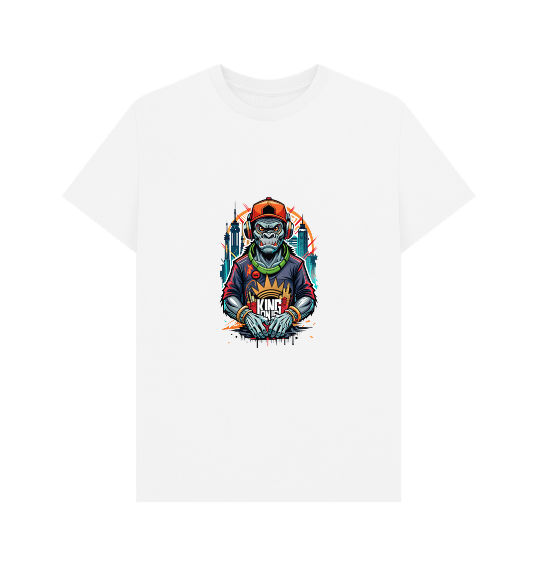White t-shirt with monkey graphic