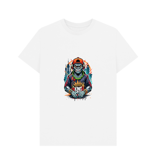 White t-shirt with monkey graphic
