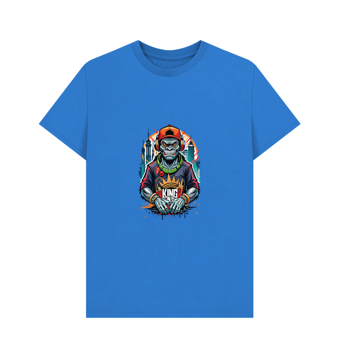 Blue t-shirt with monkey graphic