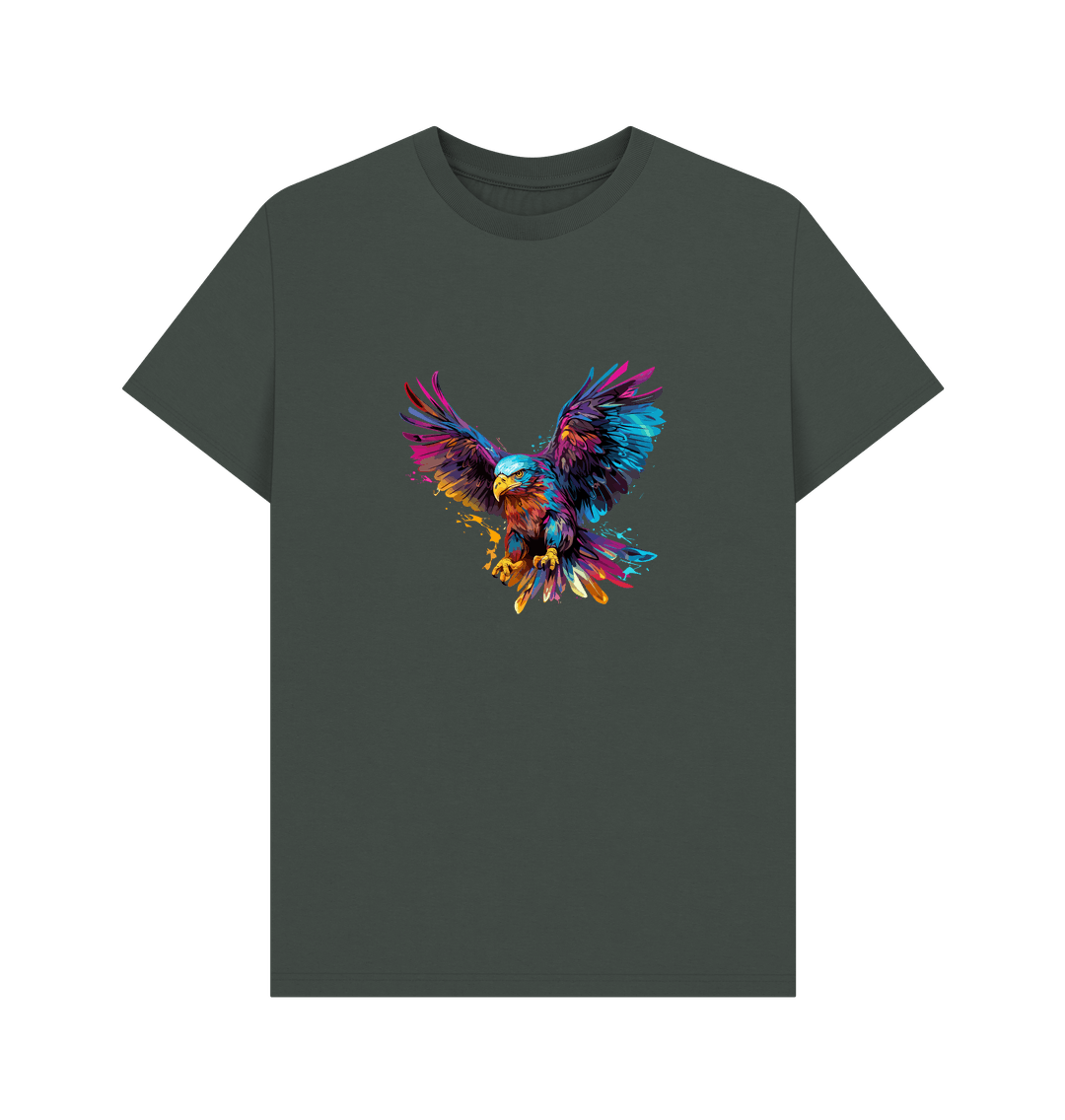 Dark green t-shirt with colorful eagle graphic
