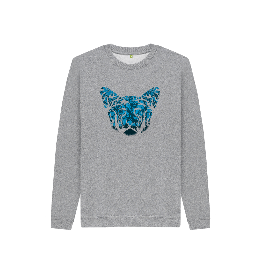 Gray sweatshirt with blue tree design