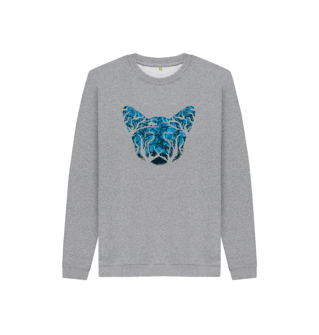 Gray sweatshirt with blue tree design