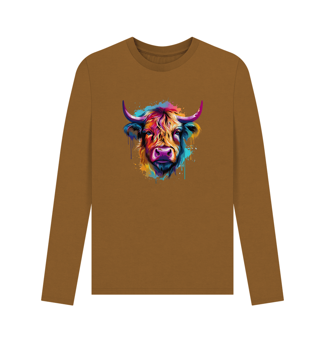 Brown Printed Long Sleeve T Shirt