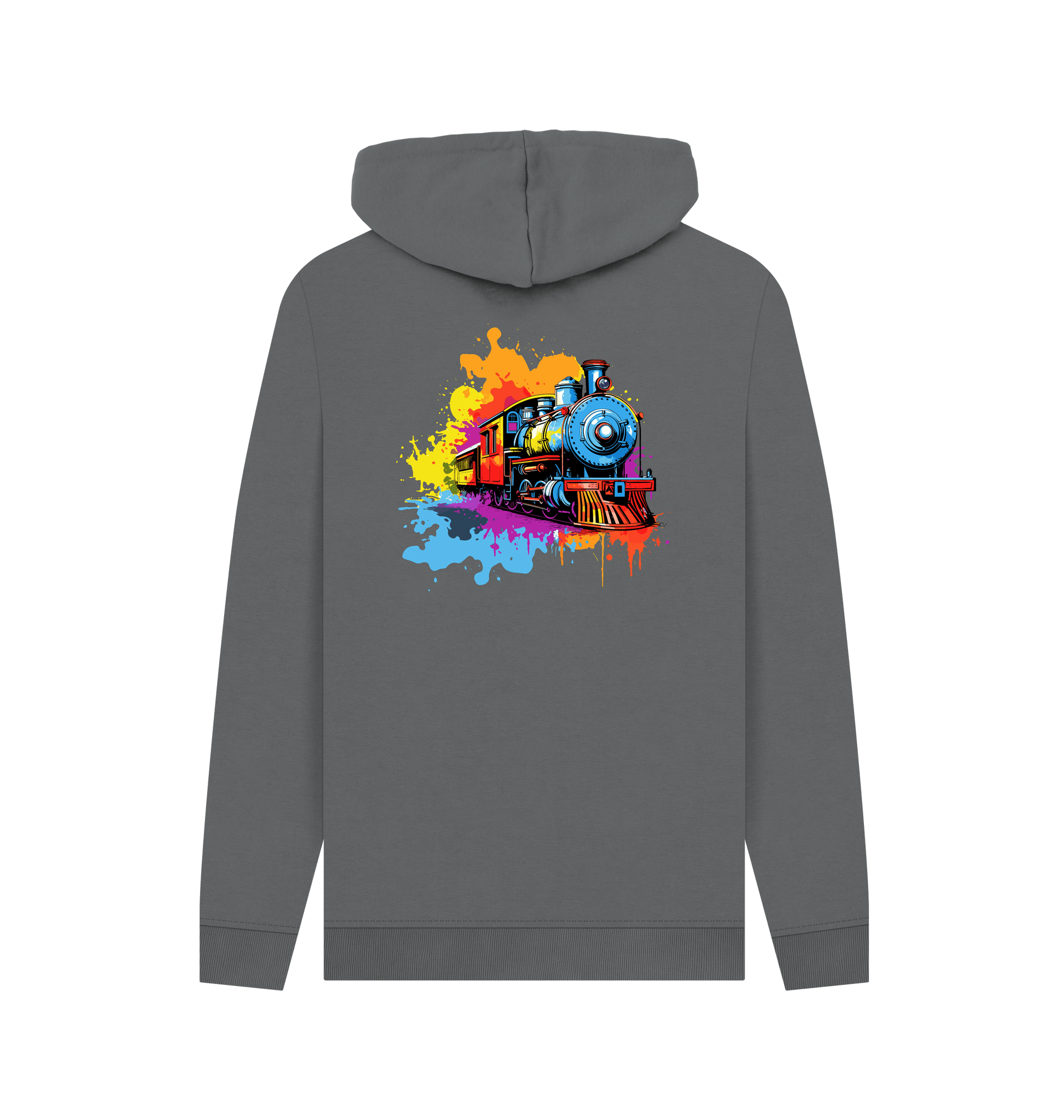 Slate Grey Colour Drip Steam Train - Mens Pullover Hoodie
