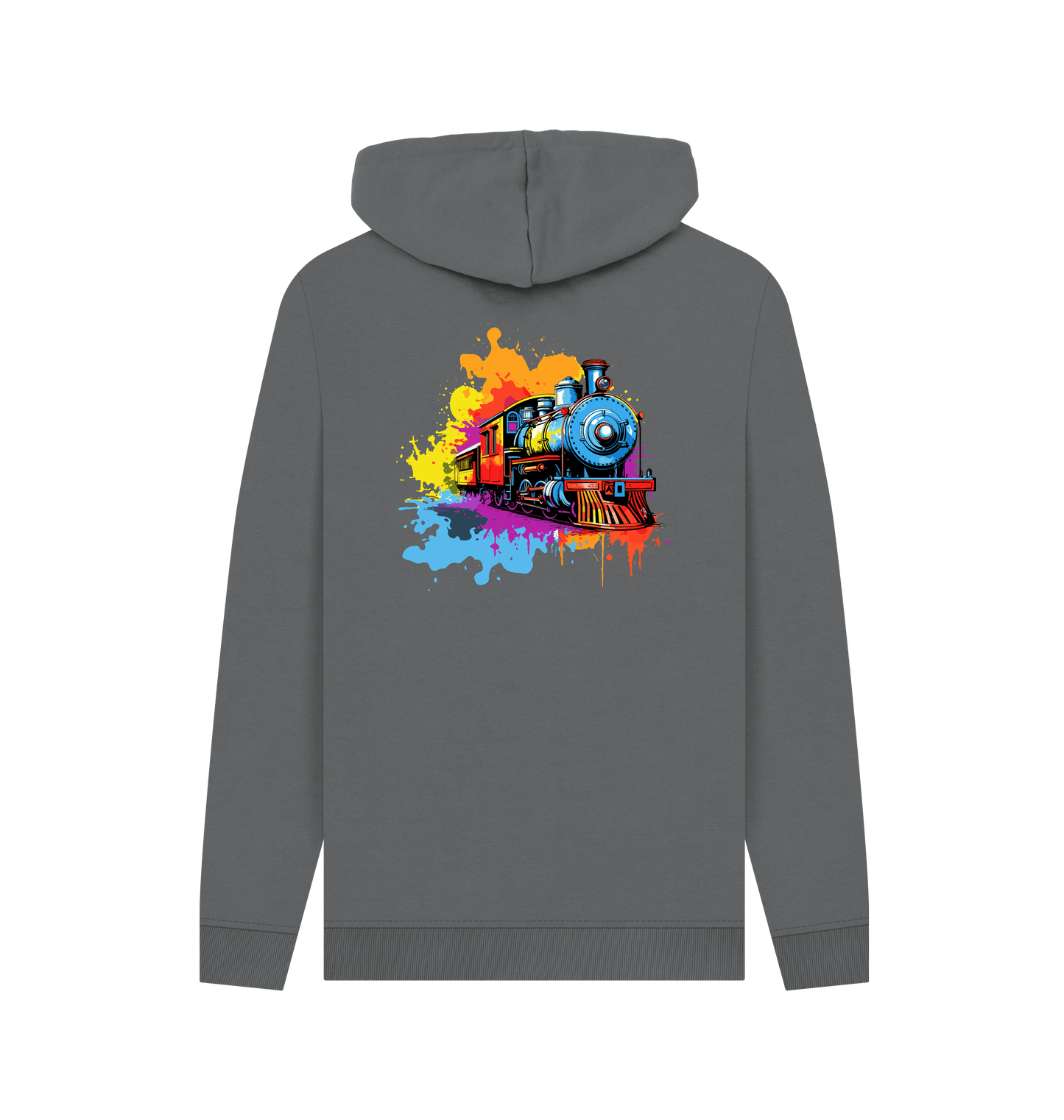 Slate Grey Colour Drip Steam Train - Mens Pullover Hoodie