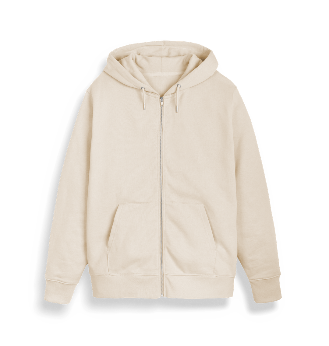 Cream hoodie with black trim