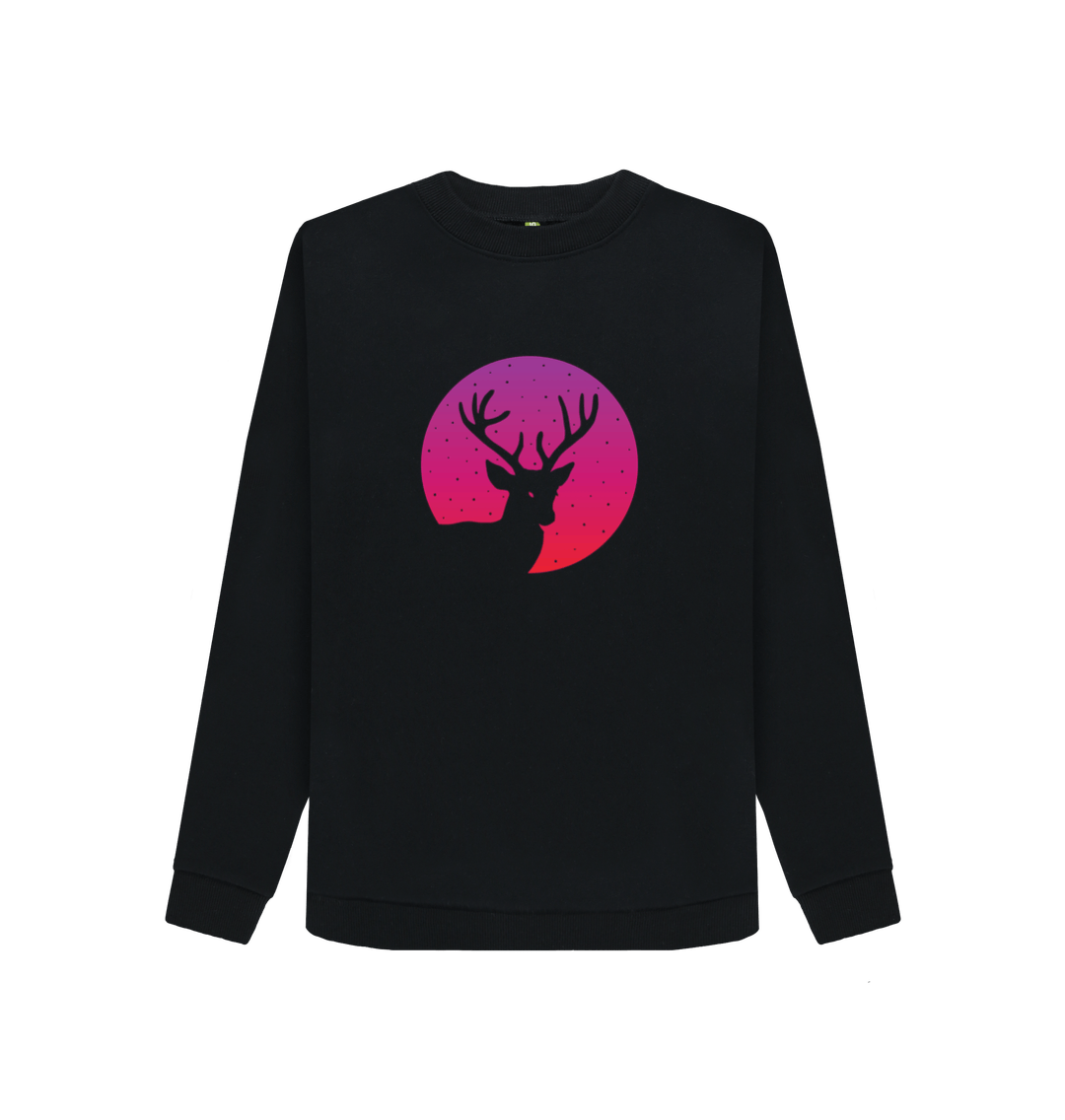 Black sweatshirt with deer and moon graphic