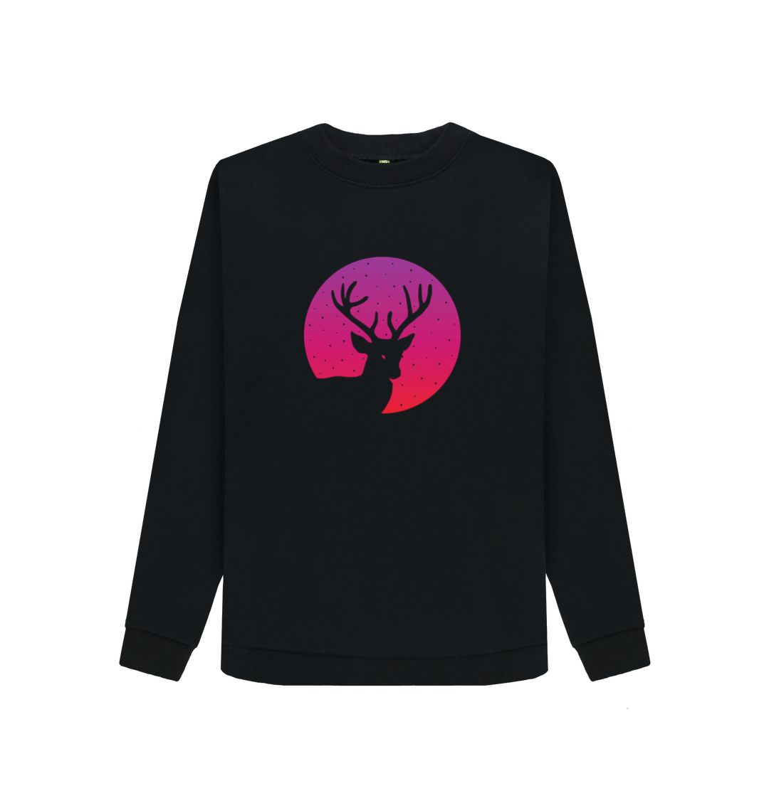 Black sweatshirt with deer and moon graphic
