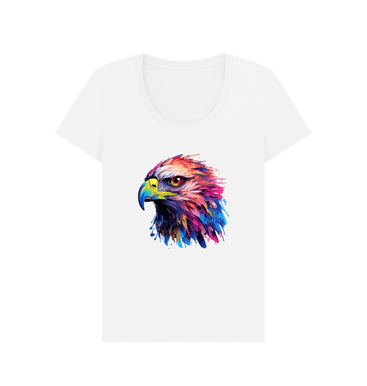 White t-shirt with colorful eagle design