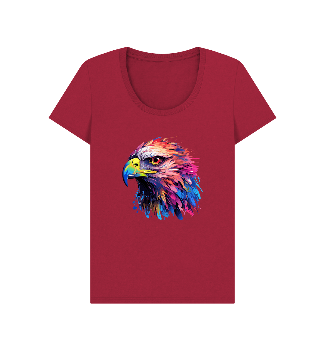 Red t-shirt with colorful eagle graphic