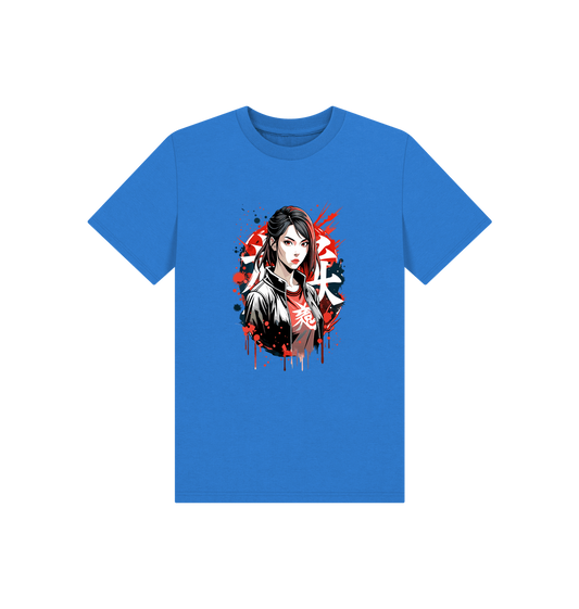 Blue t-shirt with graphic design
