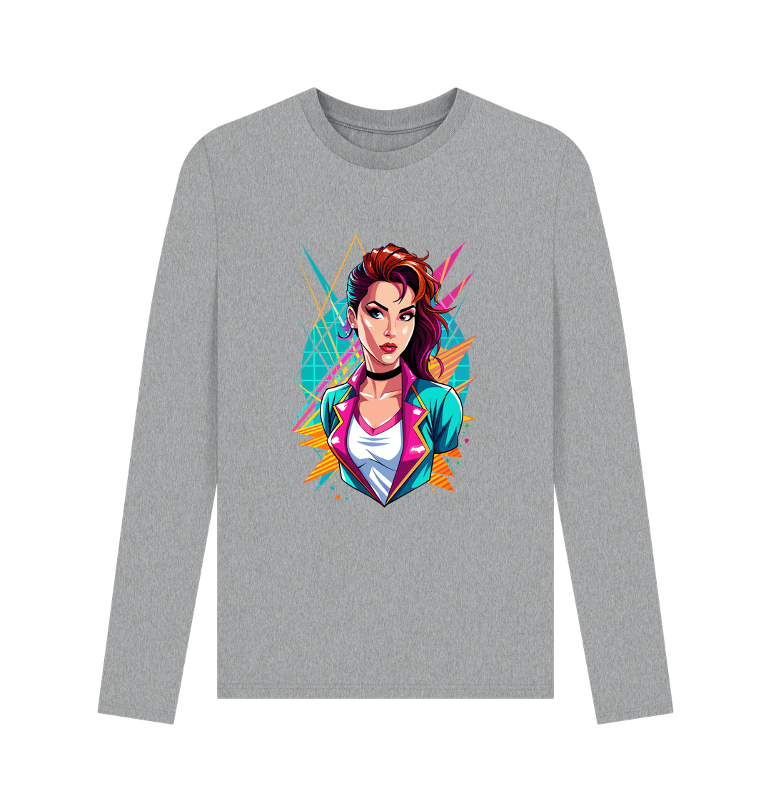 Gray long-sleeved t-shirt with graphic design