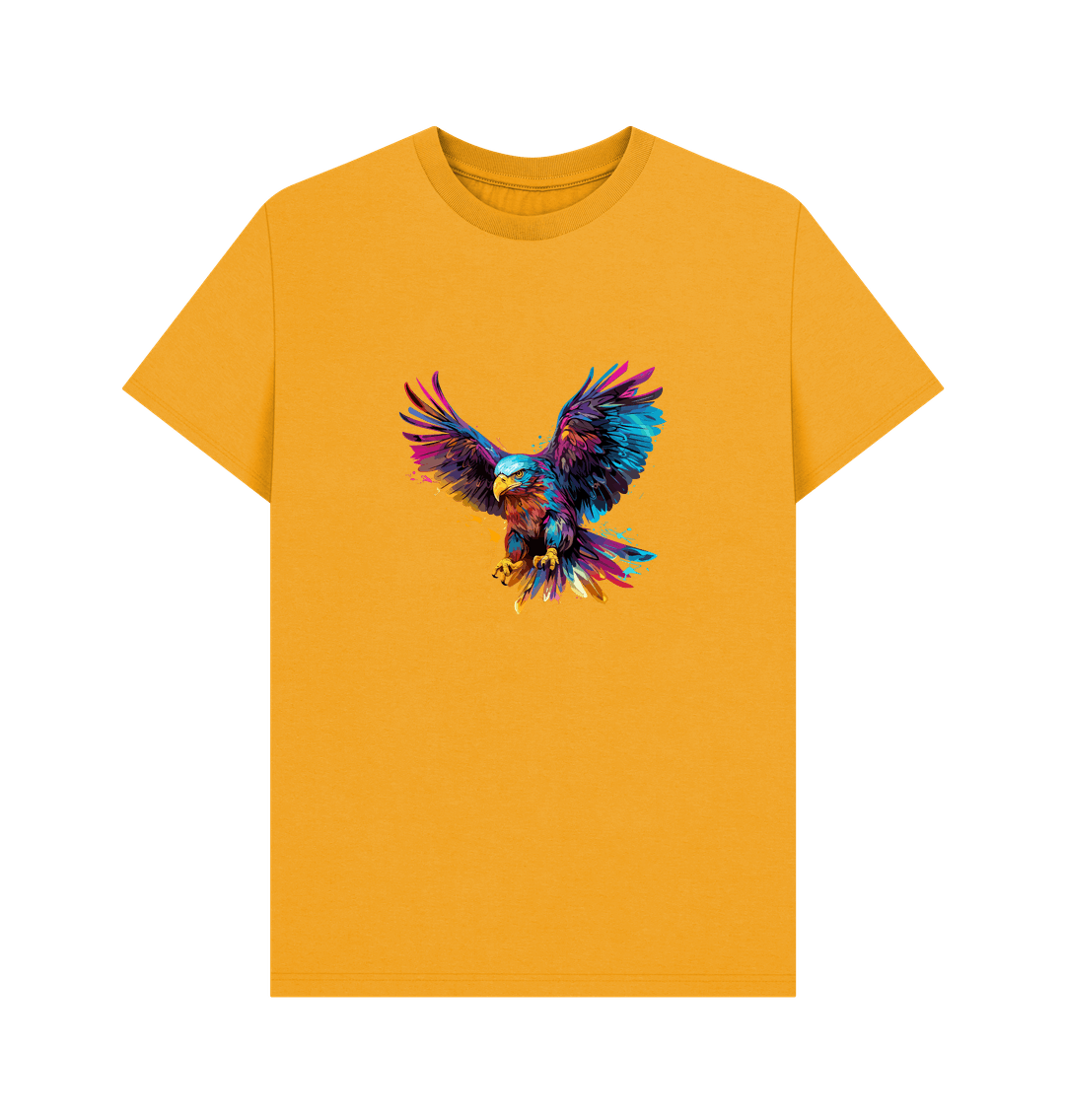 Yellow t-shirt with colorful eagle graphic