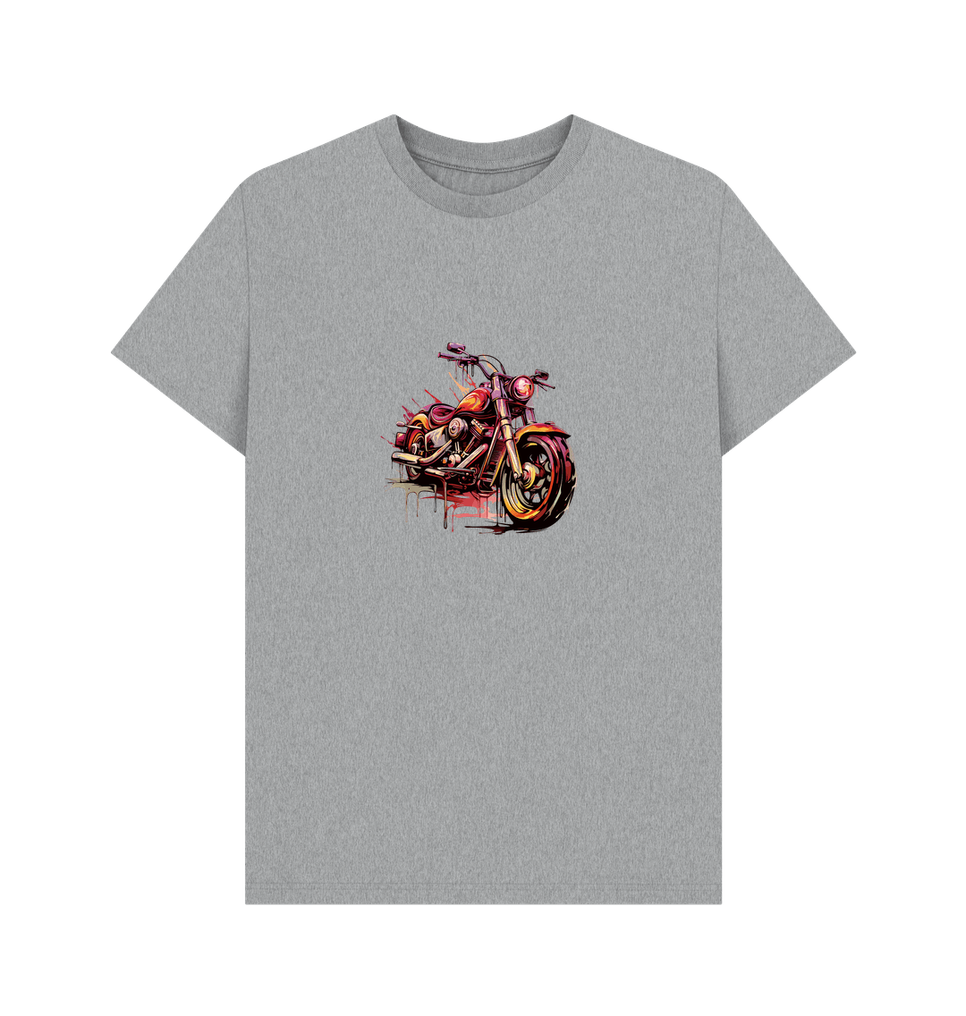 Gray t-shirt with motorcycle graphic