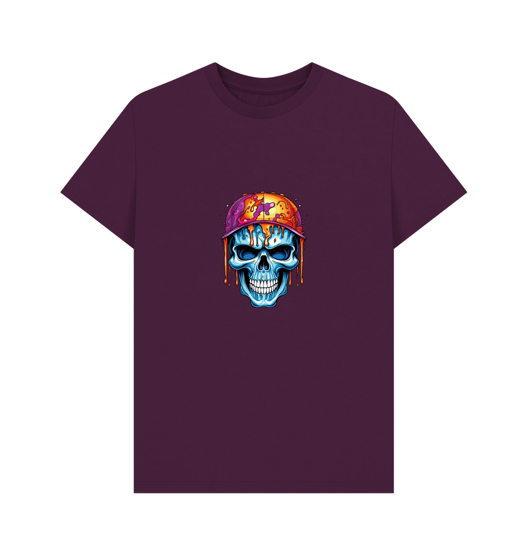 Purple t-shirt with skull graphic