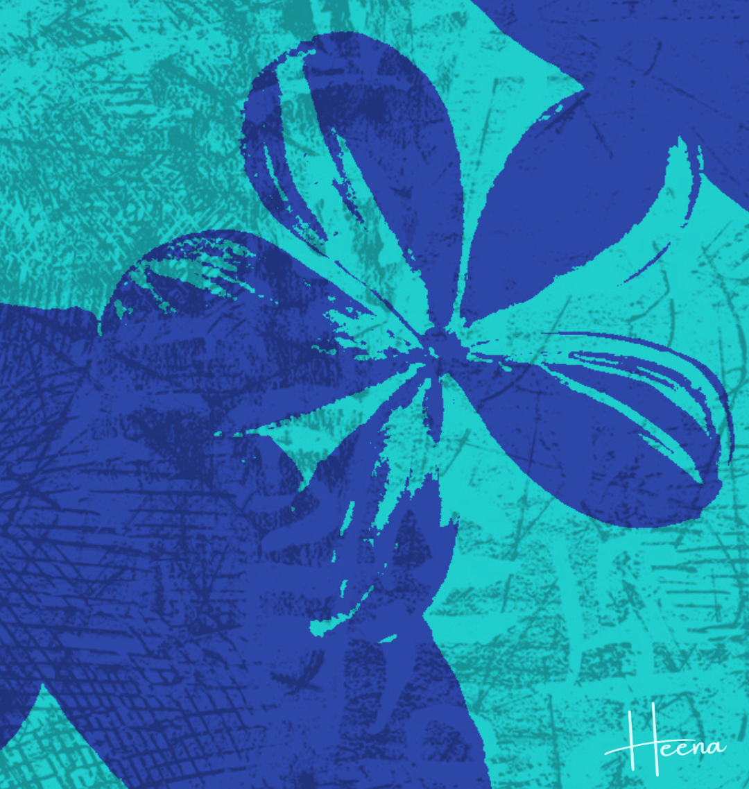 Blue and teal abstract floral design