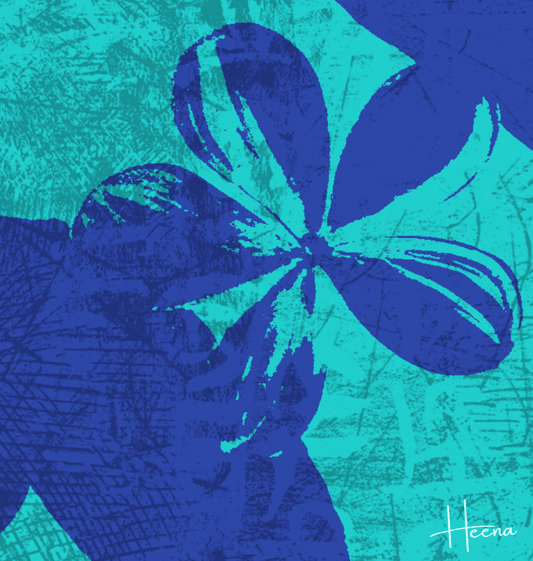 Blue and teal abstract floral design
