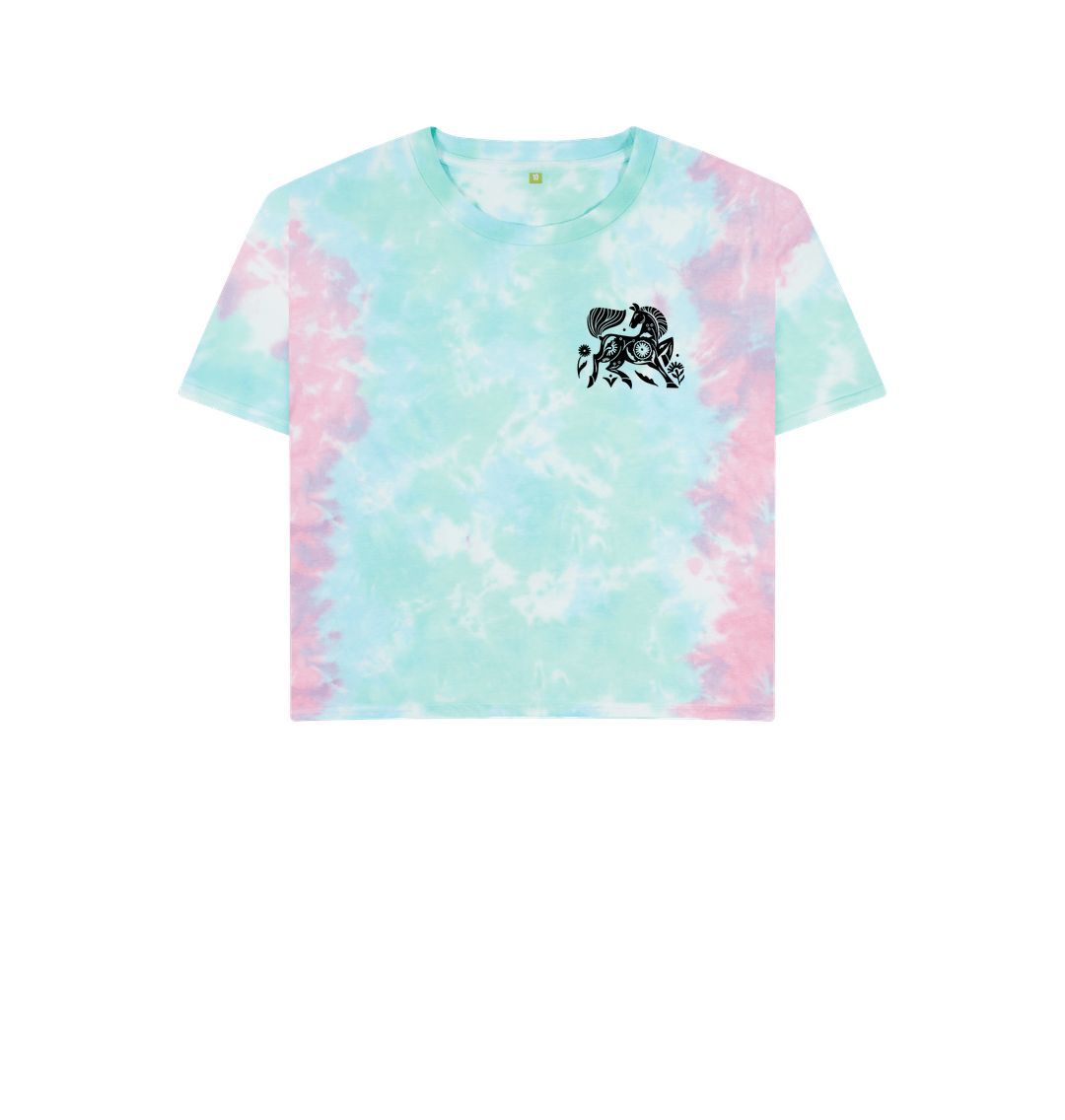 Tie-dye t-shirt with horse graphic