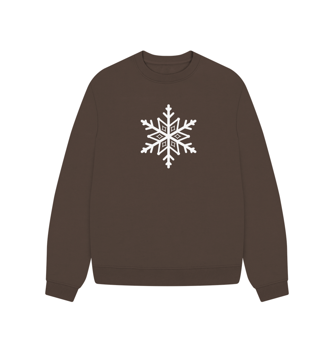 Brown sweatshirt with white snowflake design