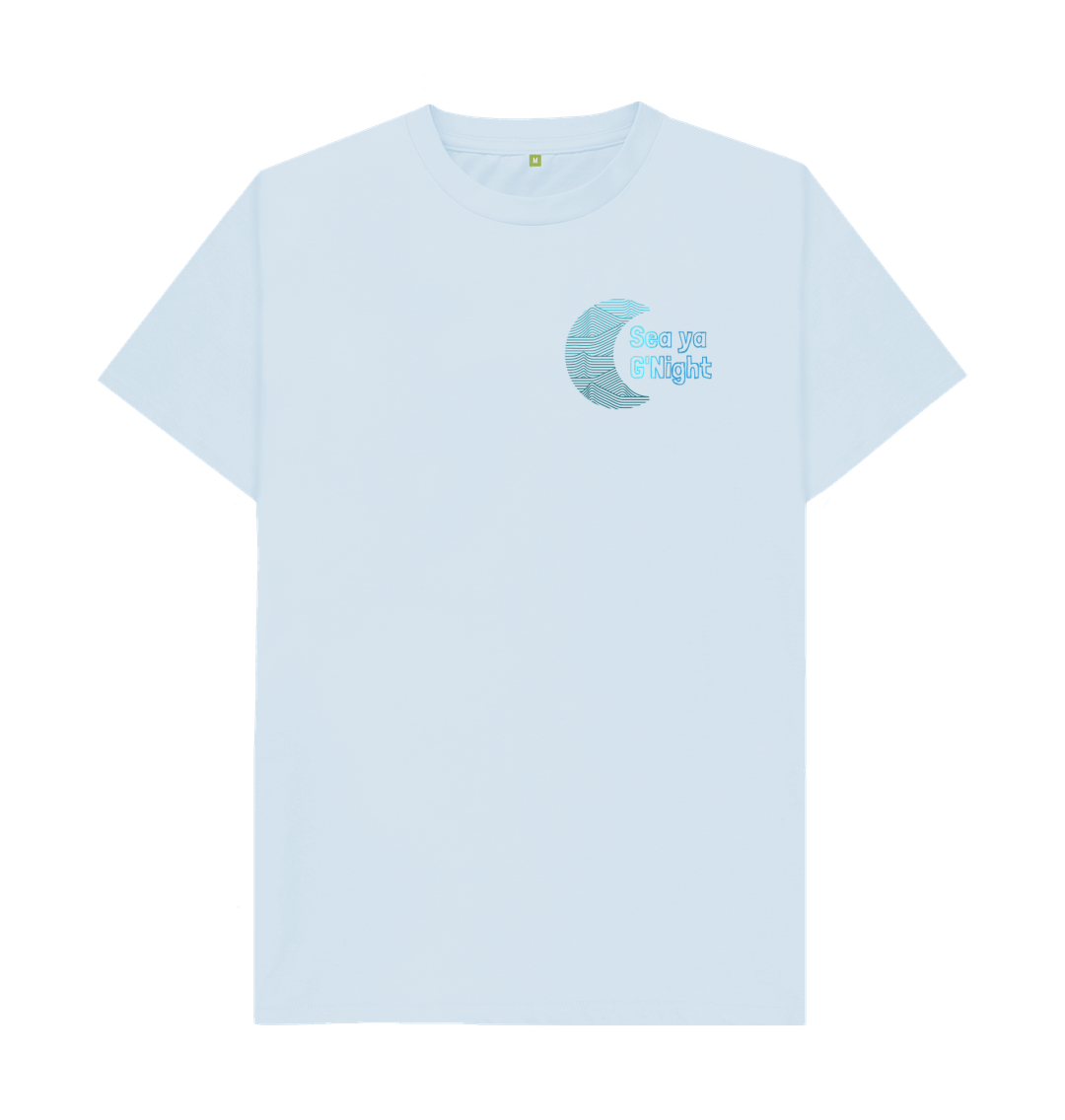White t-shirt with "Sea ya G'Night" logo