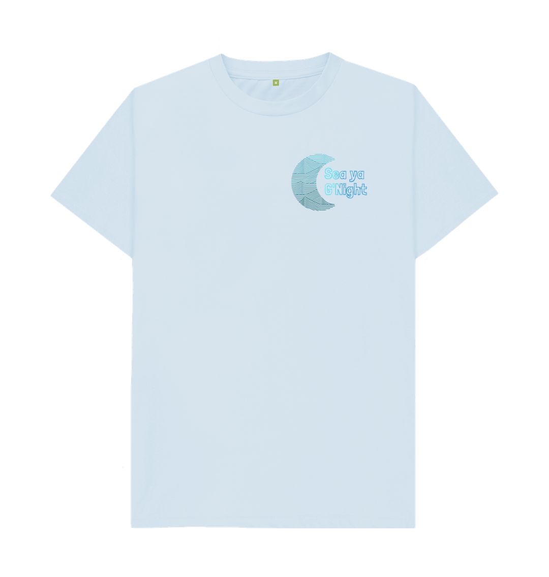 Light blue t-shirt with "Sea ya G'Night" design